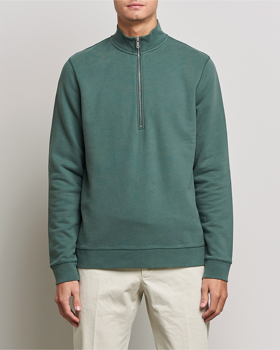 Herre | Salg klær | Sunspel | Loopback Half Zip Sweatshirt Racing Green