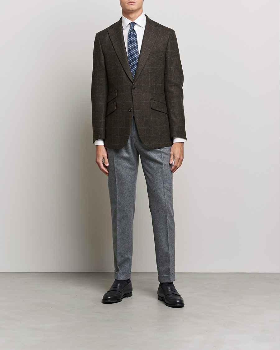 Herre | Dressjakker | Walker Slater | Edward Lambswool Windowpane Blazer Dark Brown