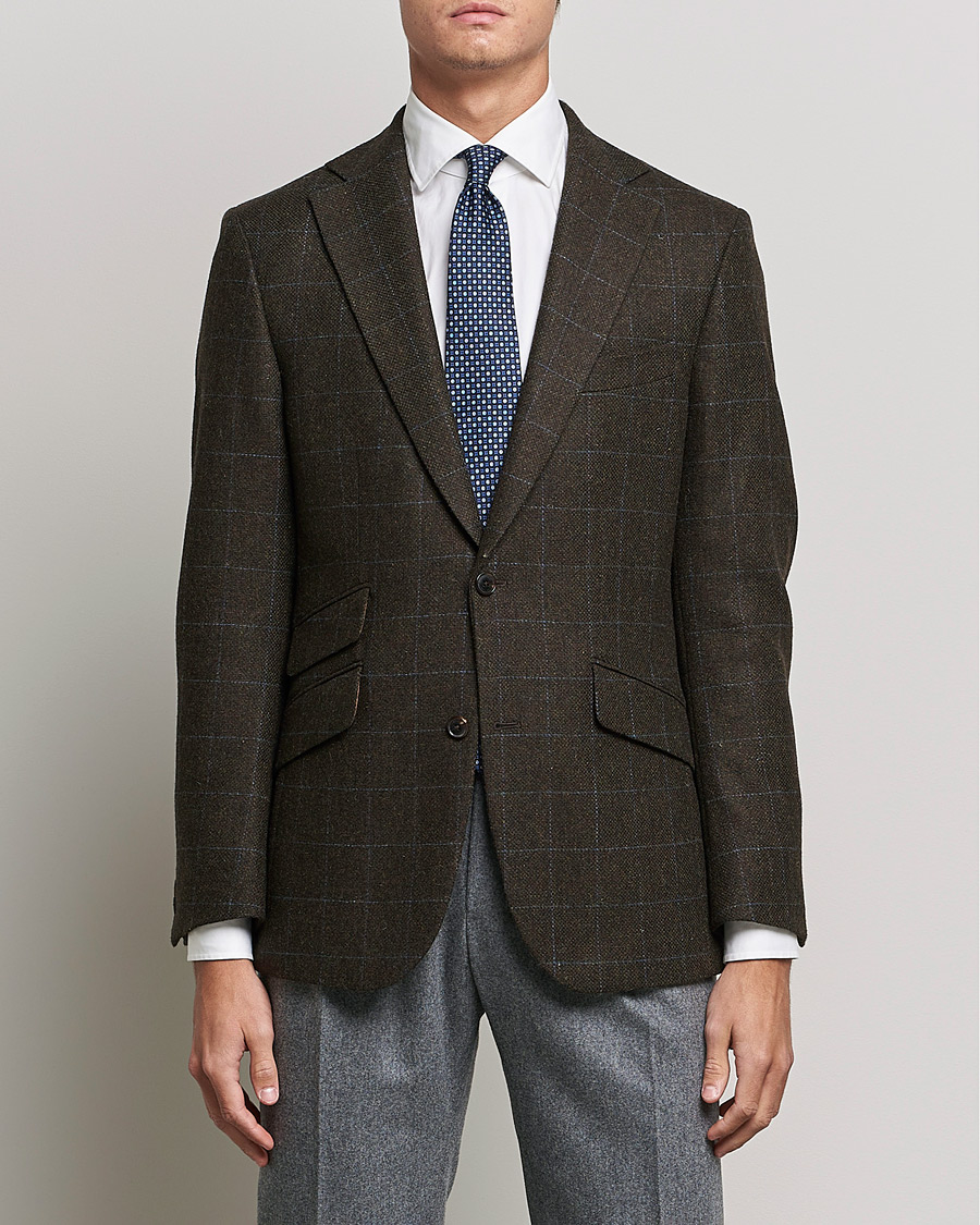 Herre | Dressjakker | Walker Slater | Edward Lambswool Windowpane Blazer Dark Brown