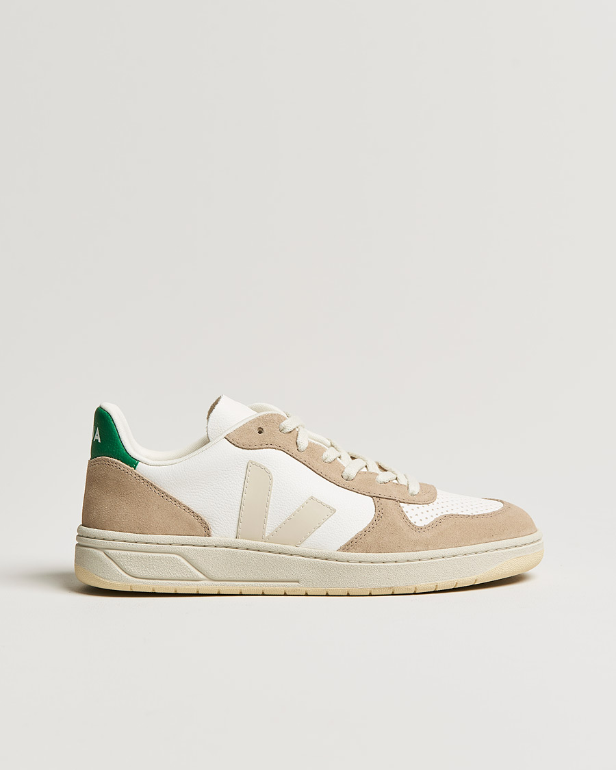 Herre | Veja V-10 Leather Sneaker Extra White Sahara Emeraude | Veja | V-10 Leather Sneaker Extra White Sahara Emeraude
