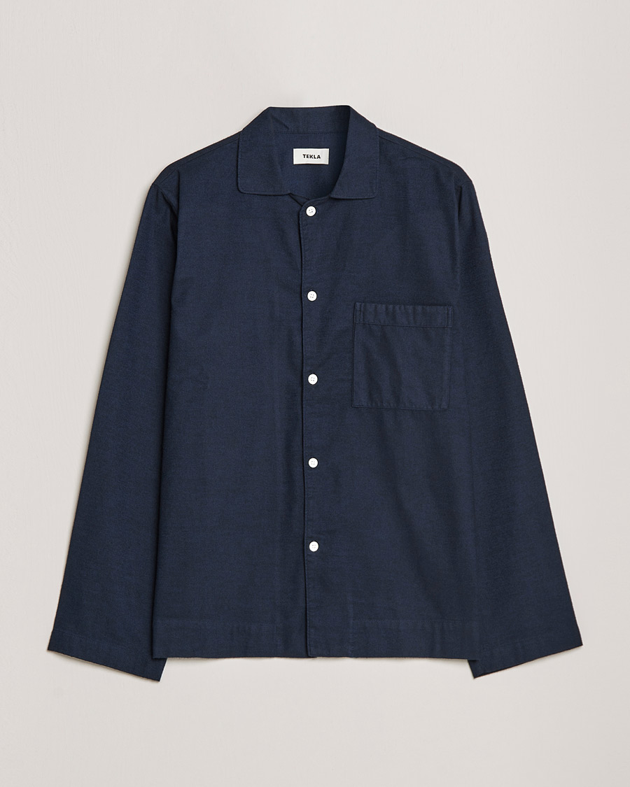 Herre | Pyjamaser og badekåper | Tekla | Flannel Pyjama Shirt Midnight Blue