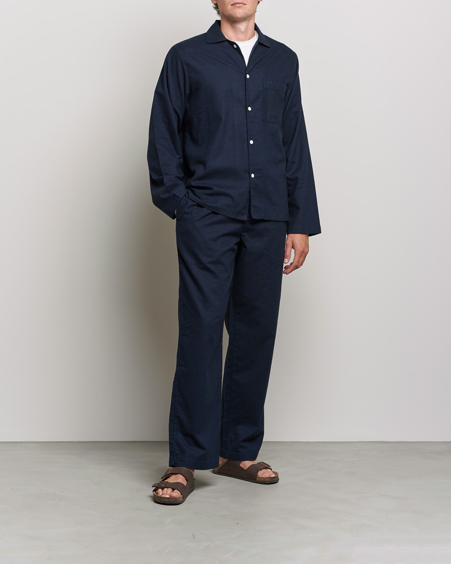 Herre | Pyjamaser og badekåper | Tekla | Flannel Pyjama Shirt Midnight Blue