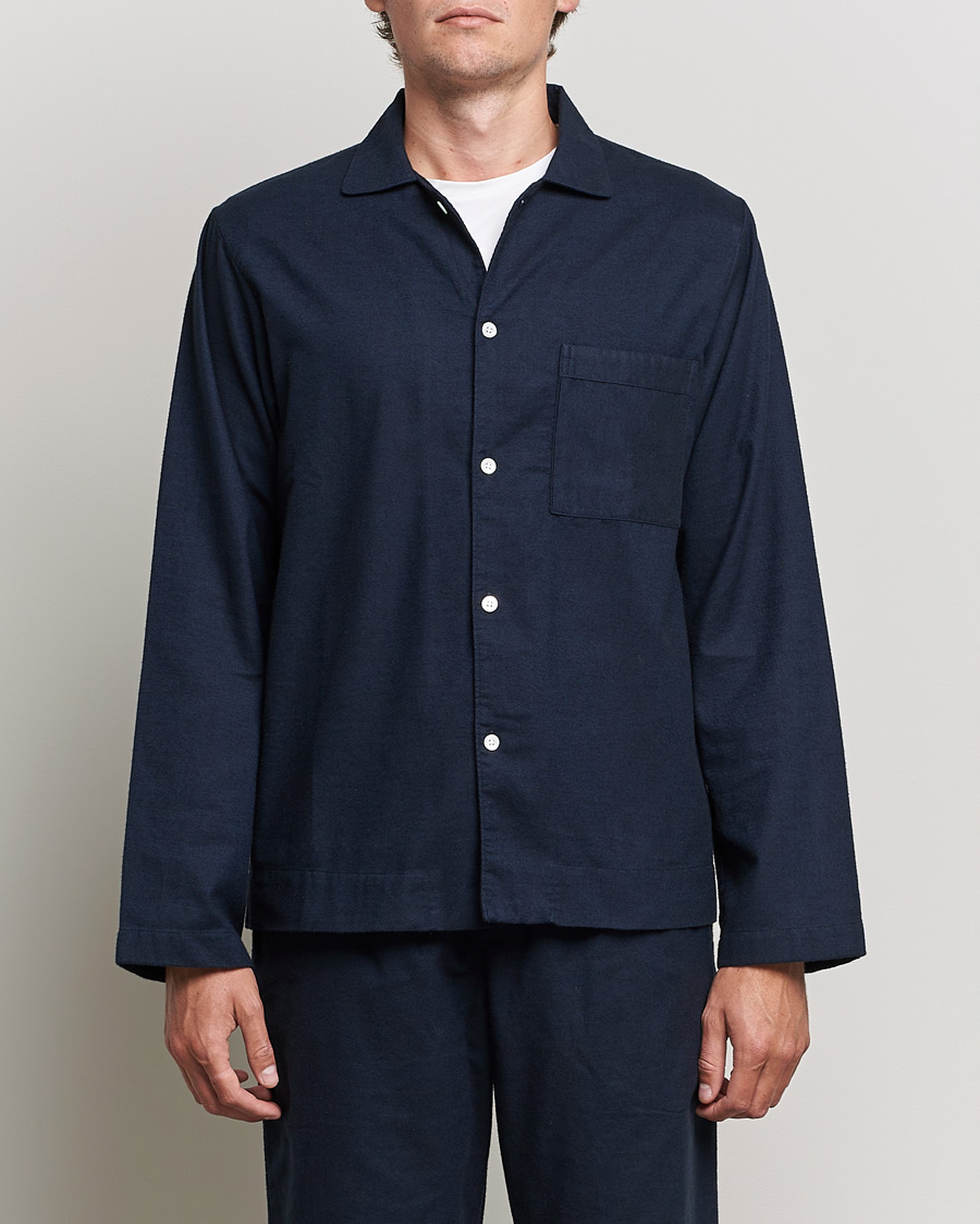 Herre | Tekla | Tekla | Flannel Pyjama Shirt Midnight Blue
