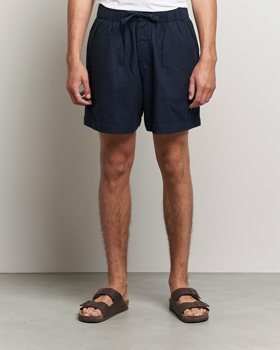 Herre | | Tekla | Flannel Pyjama Shorts Midnight Blue