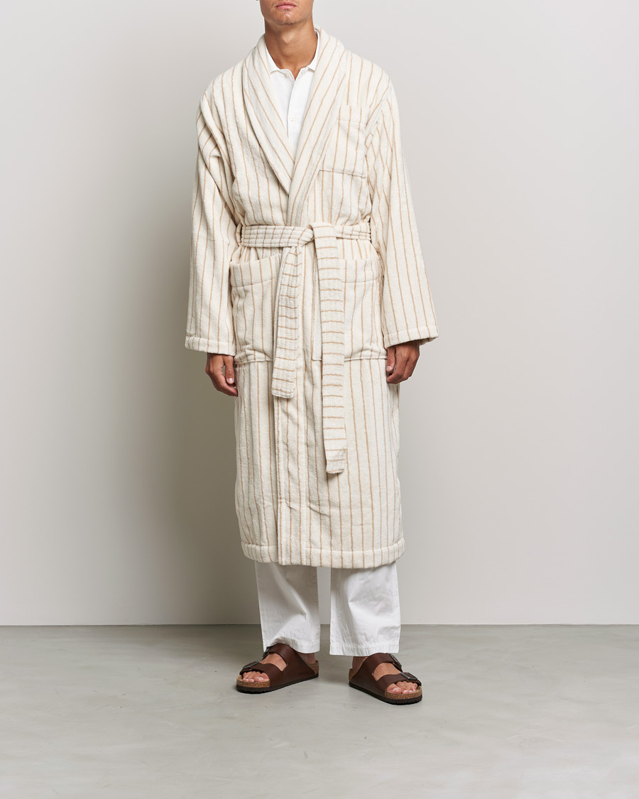 Herre | Tekla Organic Terry Classic Bathrobe Sienna Stripes | Tekla | Organic Terry Classic Bathrobe Sienna Stripes