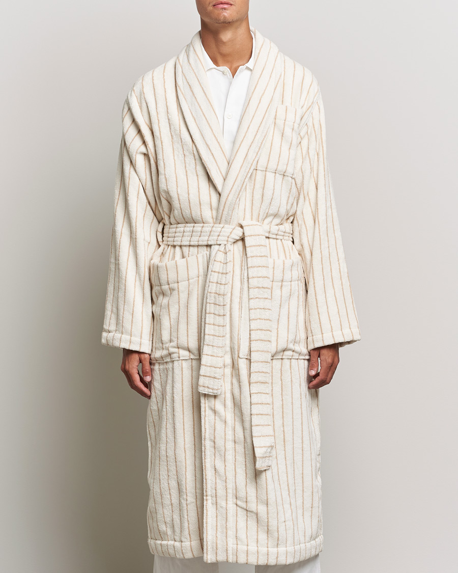 Herre | Tekla Organic Terry Classic Bathrobe Sienna Stripes | Tekla | Organic Terry Classic Bathrobe Sienna Stripes