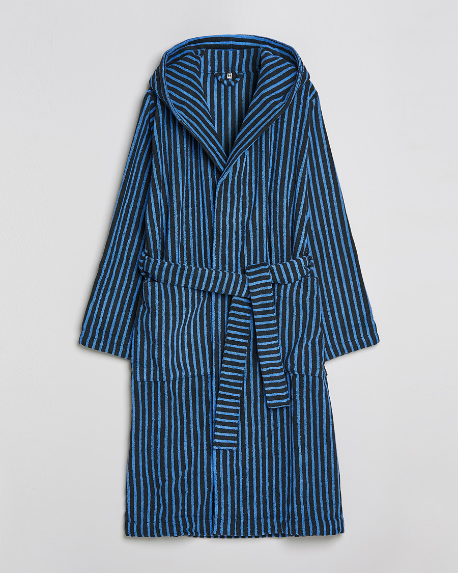 Herre | Pyjamaser og badekåper | Tekla | Organic Terry Hooded Bathrobe Black/Blue