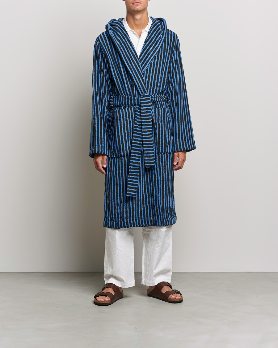 Herre | Pyjamaser og badekåper | Tekla | Organic Terry Hooded Bathrobe Black/Blue