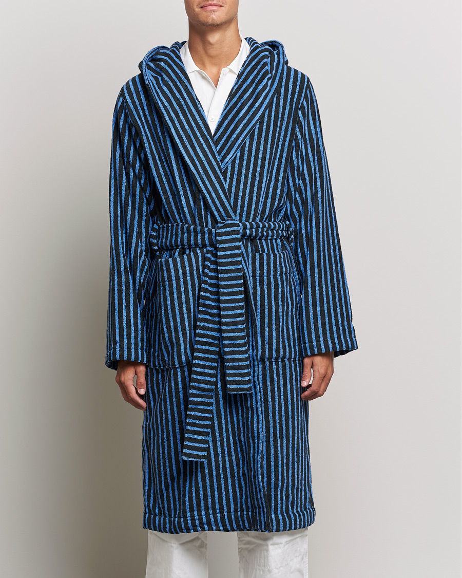 Herre | Tekla | Tekla | Organic Terry Hooded Bathrobe Black/Blue