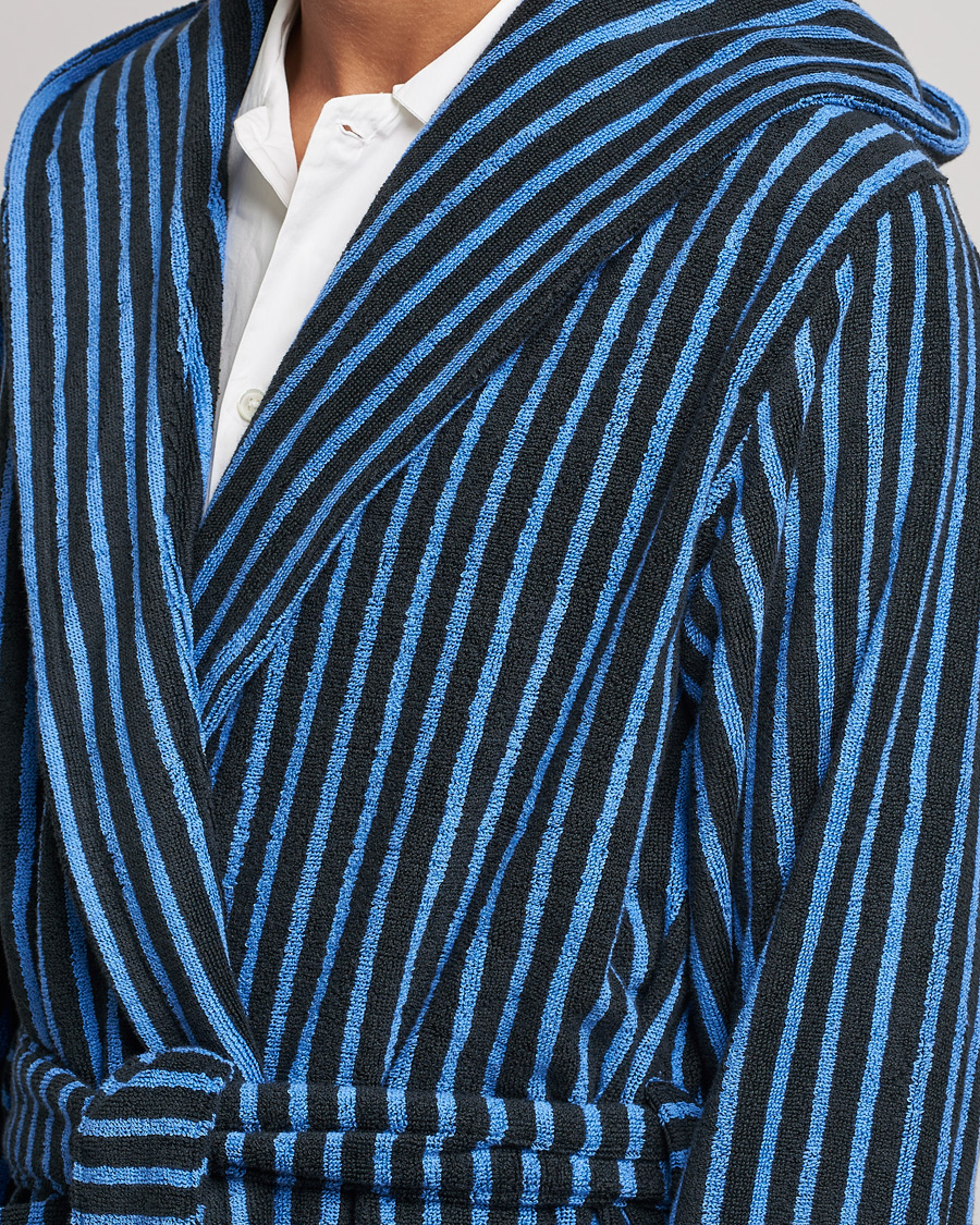 Herre | Pyjamaser og badekåper | Tekla | Organic Terry Hooded Bathrobe Black/Blue