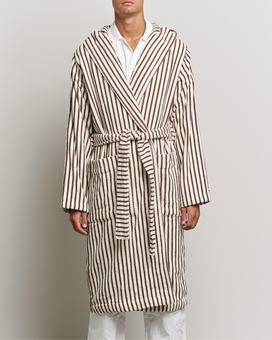 Herre | Klær | Tekla | Organic Terry Hooded Bathrobe Kodiak Stripes