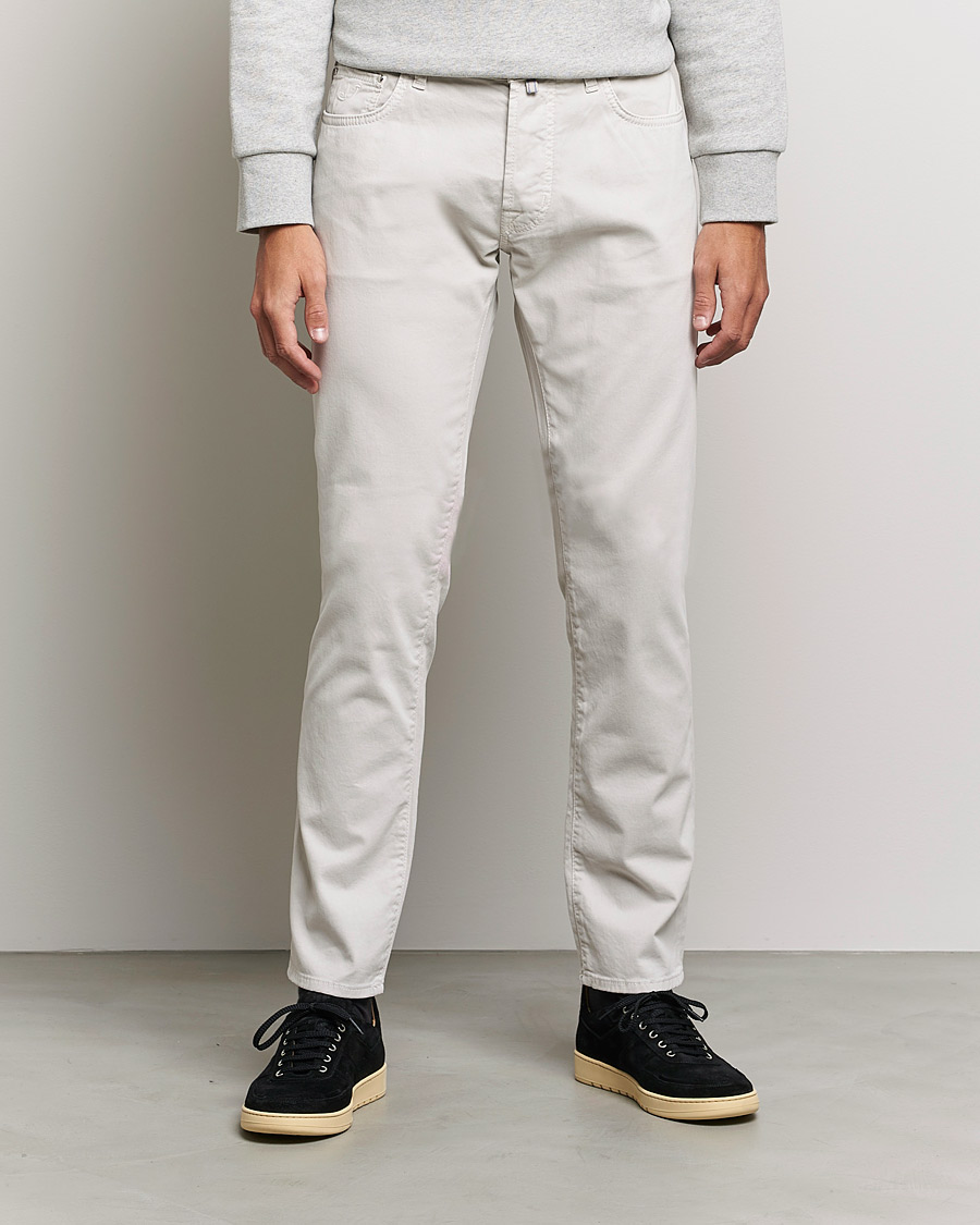 Herre | Bukser | Jacob Cohën | Bard 5-Pocket Cotton Trousers Off White
