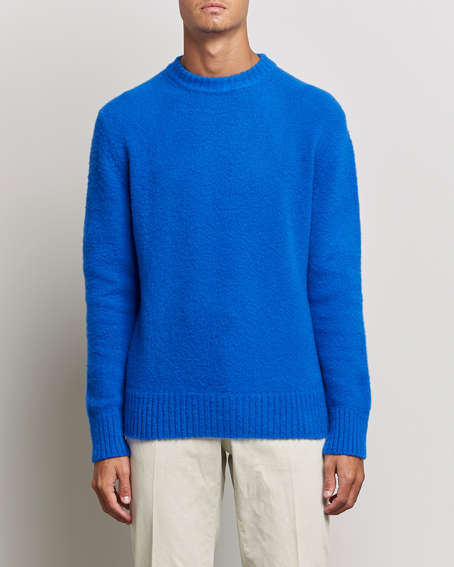 Herre | Gensere | Piacenza Cashmere | Brushed Wool Crew Neck Royal Blue