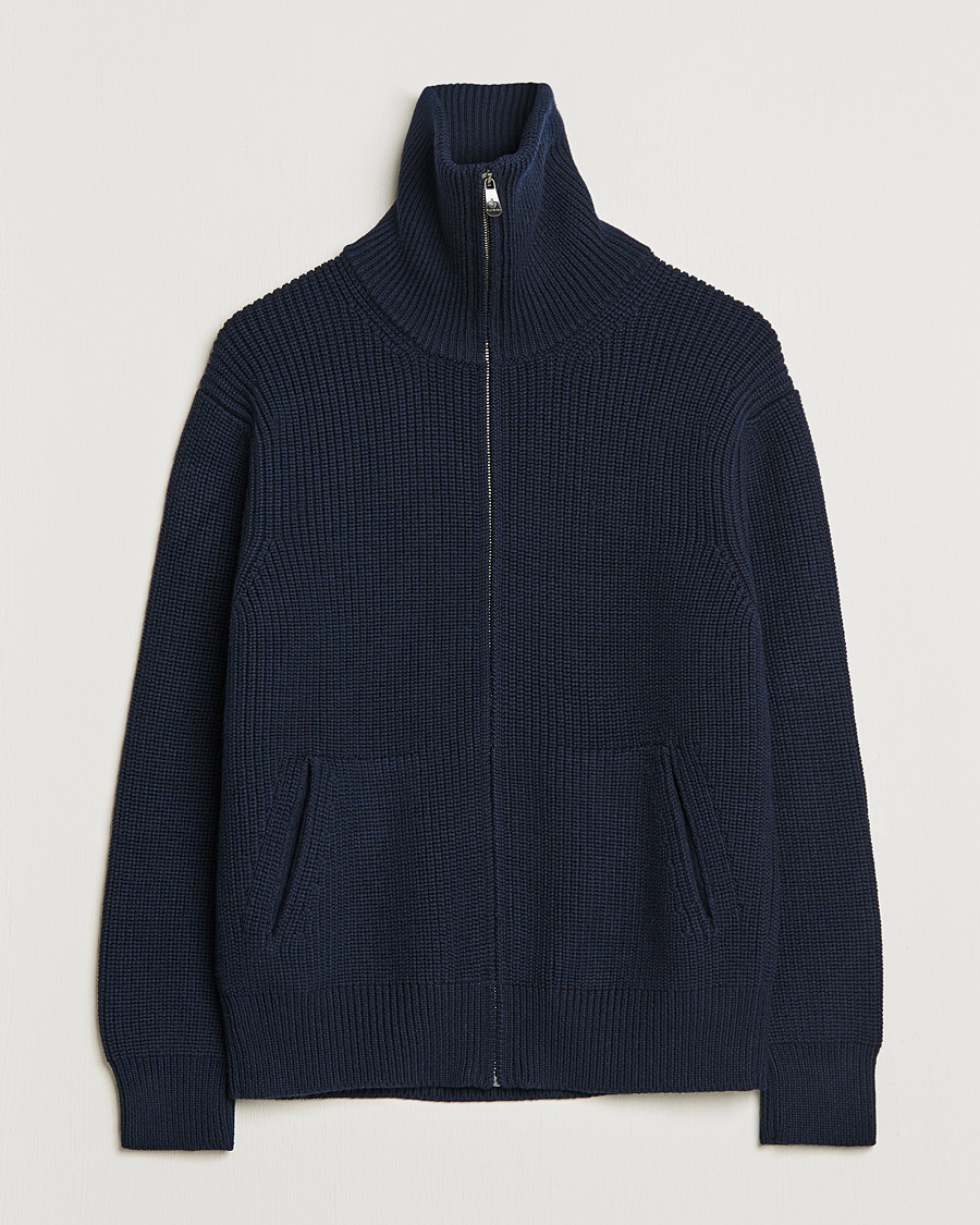 Herre | Gensere | Piacenza Cashmere | Heavy Zip Cardigan Navy