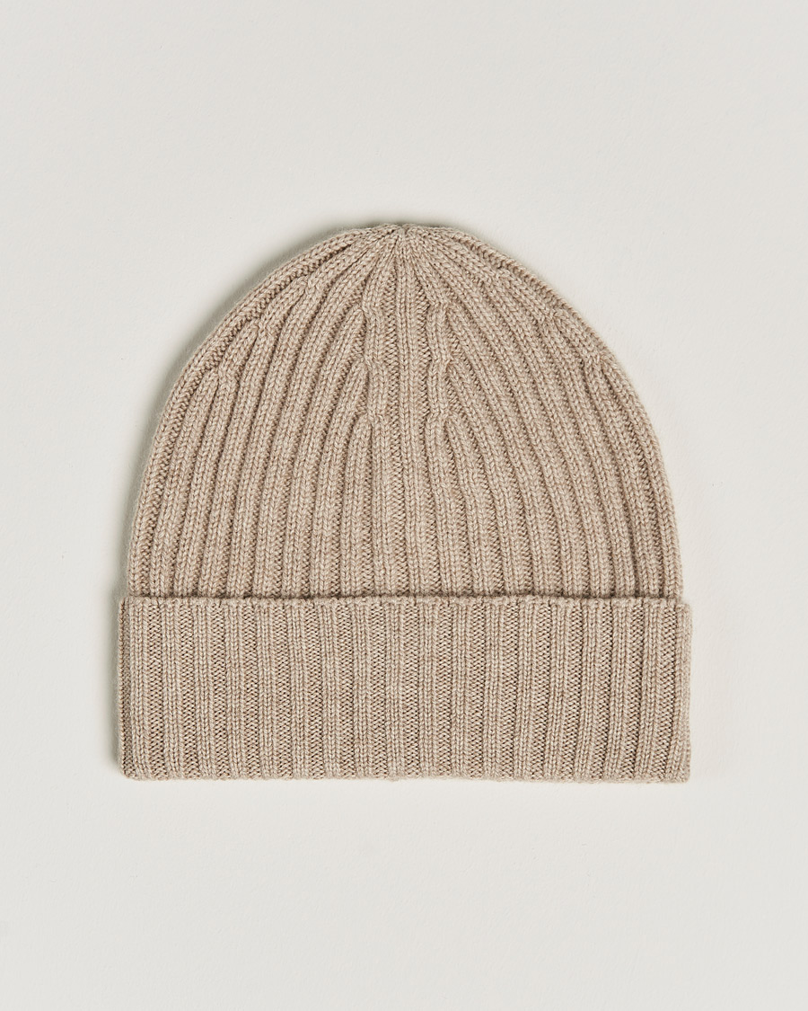 Herre | | Piacenza Cashmere | Ribbed Cashmere Beanie Light Beige