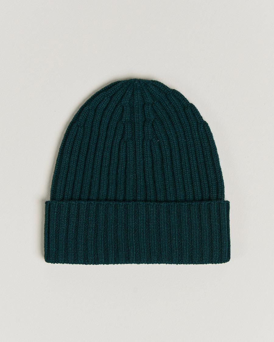 Herre | Piacenza Cashmere Ribbed Cashmere Beanie Racing Green | Piacenza Cashmere | Ribbed Cashmere Beanie Racing Green