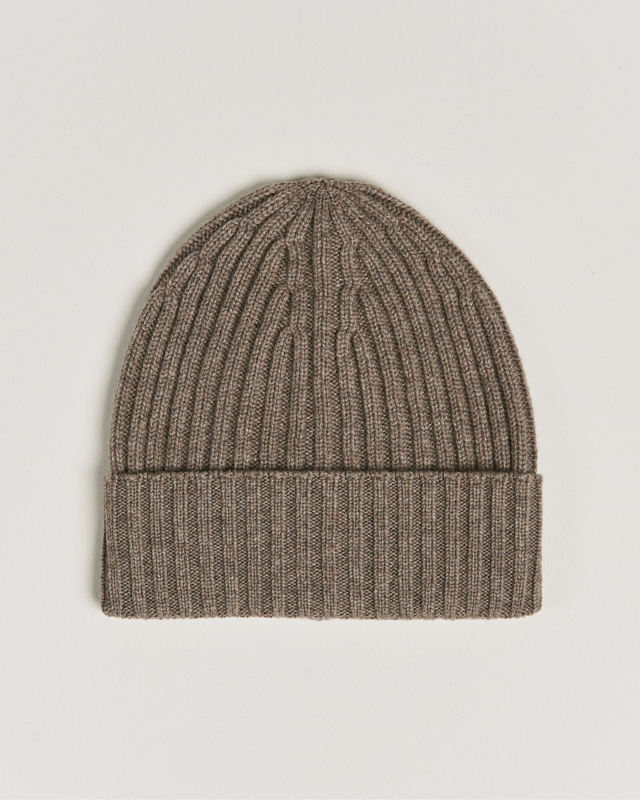 Herre |  | Piacenza Cashmere | Ribbed Cashmere Beanie Taupe