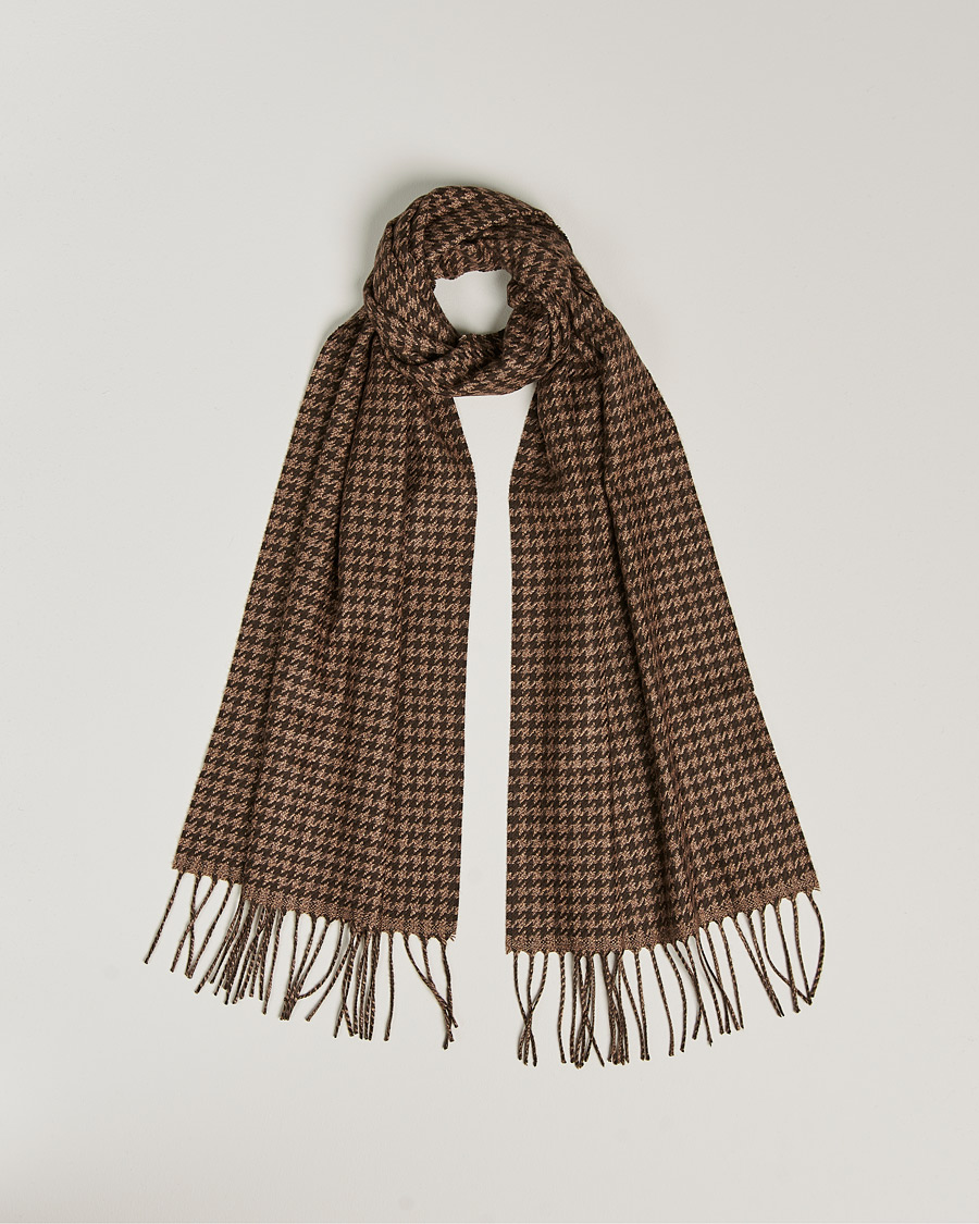Herre | Piacenza Cashmere Cashmere/Silk Houndstooth Scarf Dark Brown | Piacenza Cashmere | Cashmere/Silk Houndstooth Scarf Dark Brown