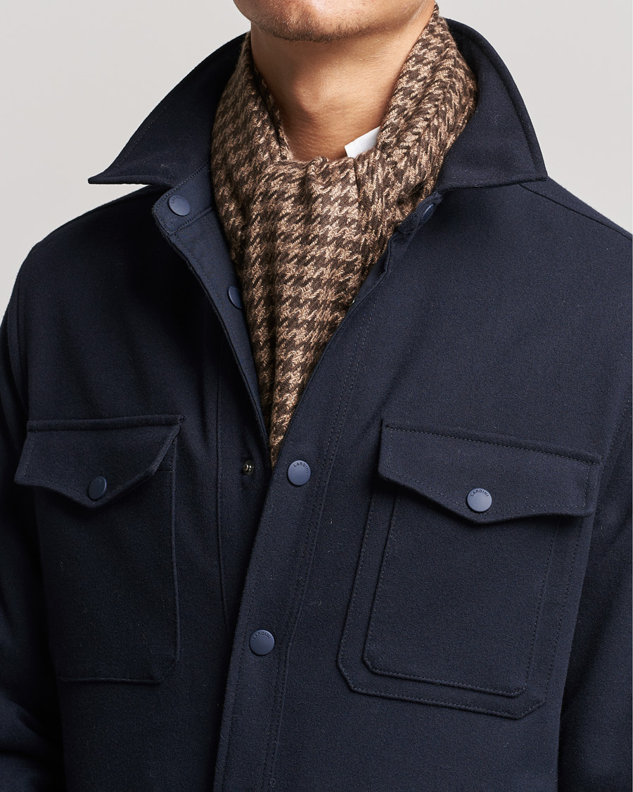 Herre | Piacenza Cashmere Cashmere/Silk Houndstooth Scarf Dark Brown | Piacenza Cashmere | Cashmere/Silk Houndstooth Scarf Dark Brown