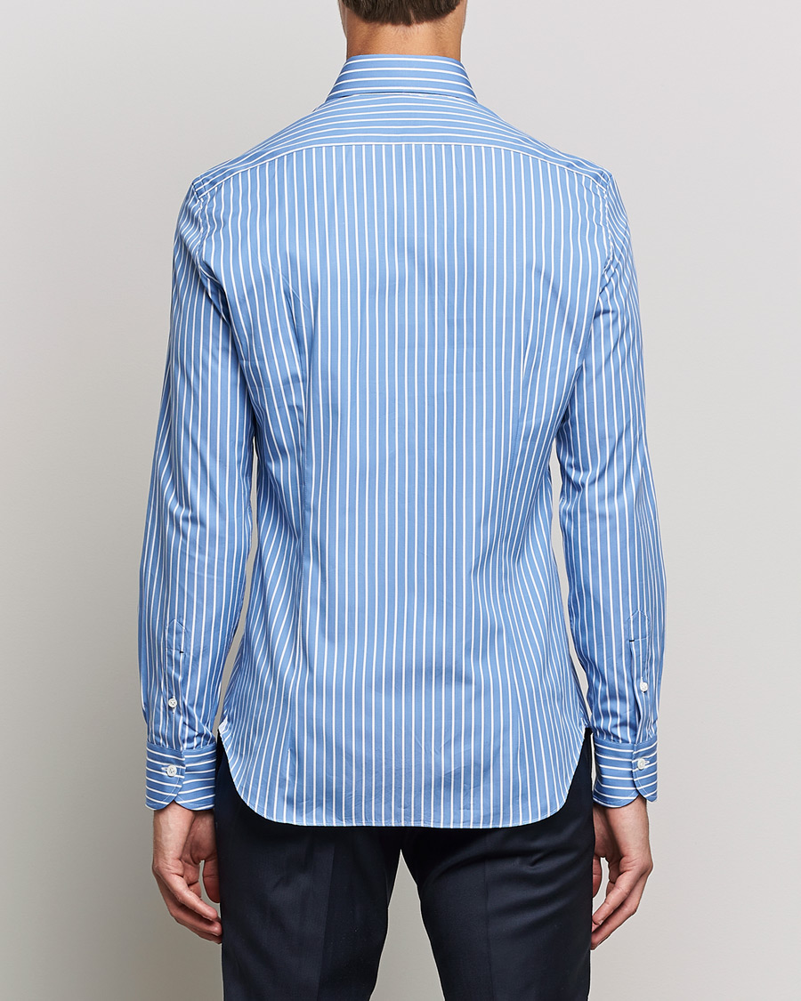 Herre | Skjorter | Mazzarelli | Soft Button Down Stripe Shirt Blue/White