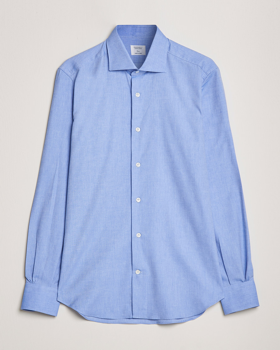 Herre |  | Mazzarelli | Soft Twill Cotton Shirt Light Blue