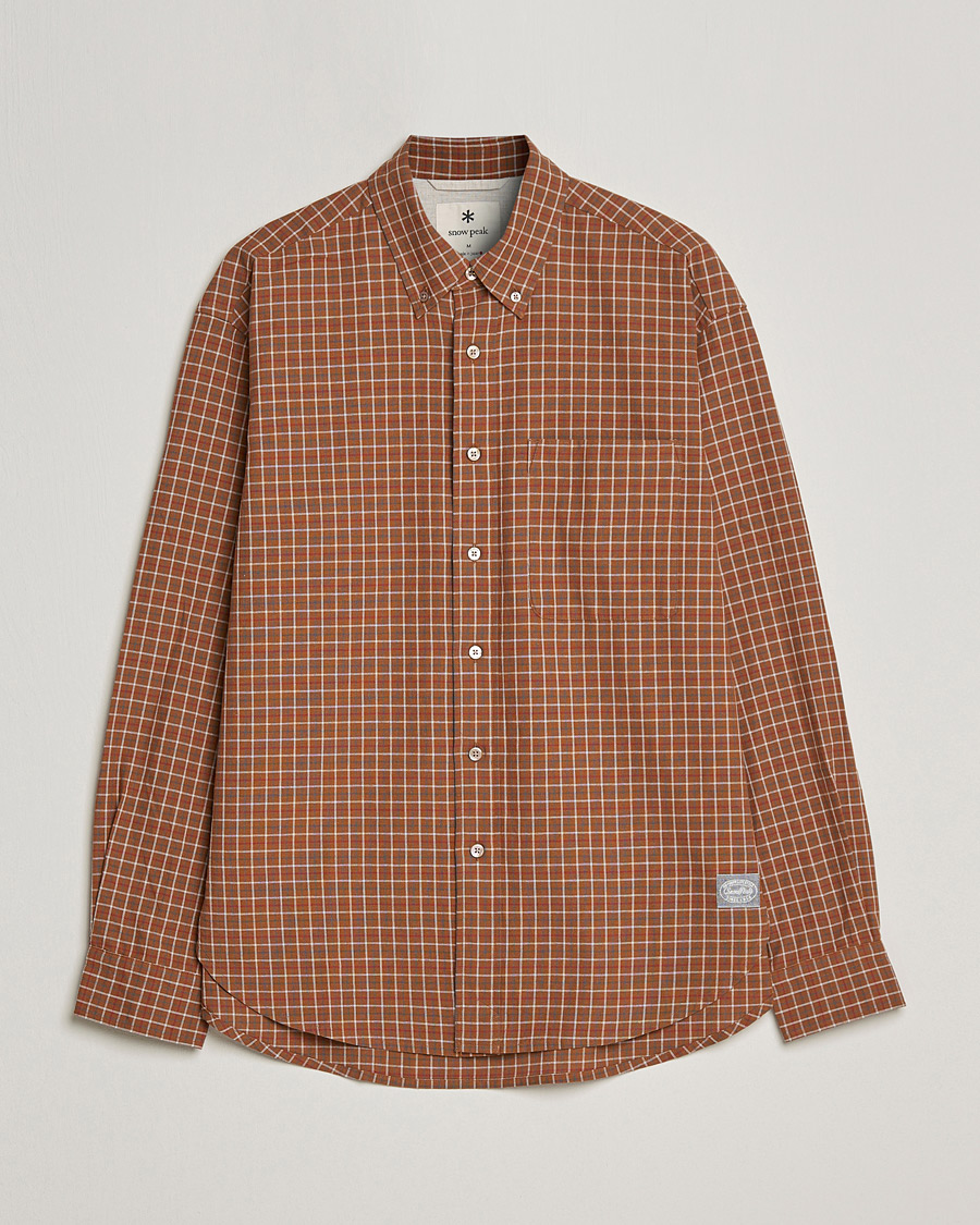 Herre |  | Snow Peak | Warm Cotton Button Down Shirt Brown Check