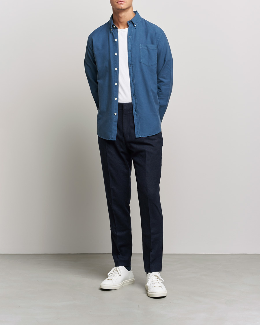 Herre | Skjorter | Colorful Standard | Classic Organic Oxford Button Down Shirt Petrol Blue