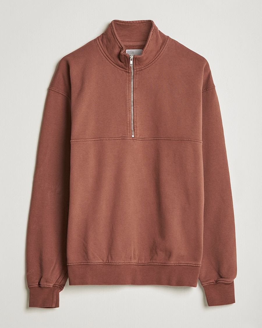Herre | Gensere | Colorful Standard | Classic Organic Half-Zip Cinnamon Brown