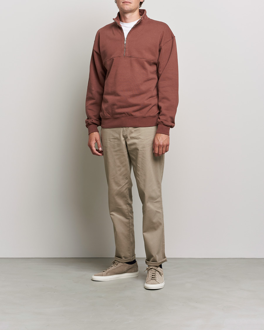 Herre | Gensere | Colorful Standard | Classic Organic Half-Zip Cinnamon Brown