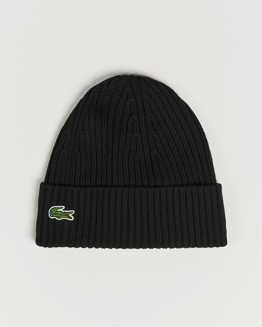Herre | Lacoste Wool Knitted Beanie Black | Lacoste | Wool Knitted Beanie Black