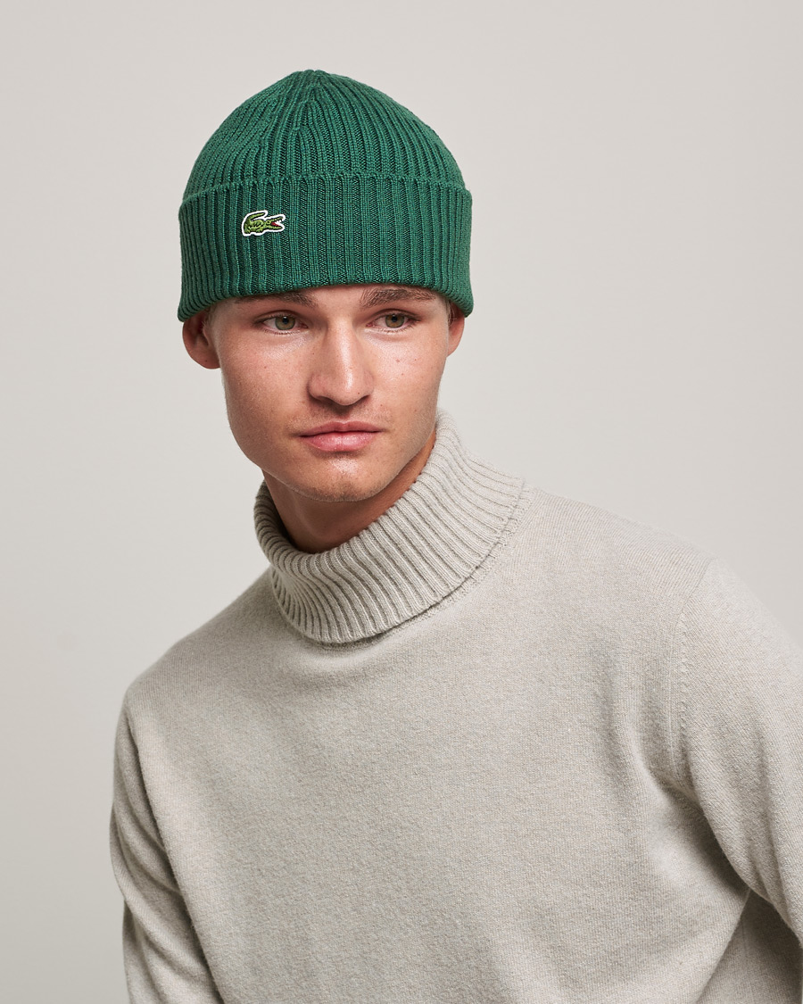 Herre |  | Lacoste | Wool Knitted Beanie Green