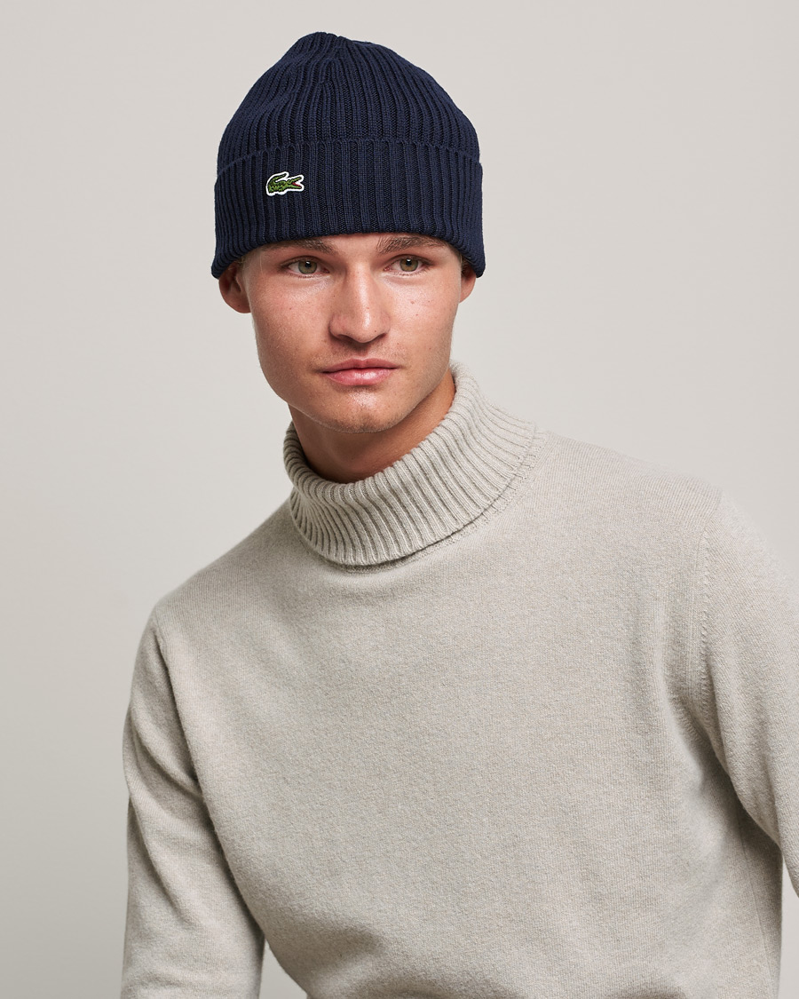 Herre |  | Lacoste | Wool Knitted Beanie Navy