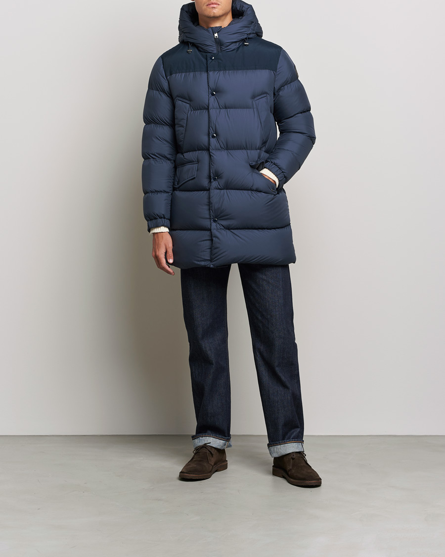 Herre | Jakker | Woolrich | Microfiber Sierra Padded Parka Melton Blue