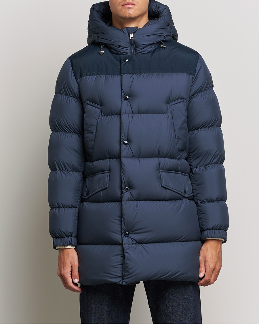 Herre | Jakker | Woolrich | Microfiber Sierra Padded Parka Melton Blue