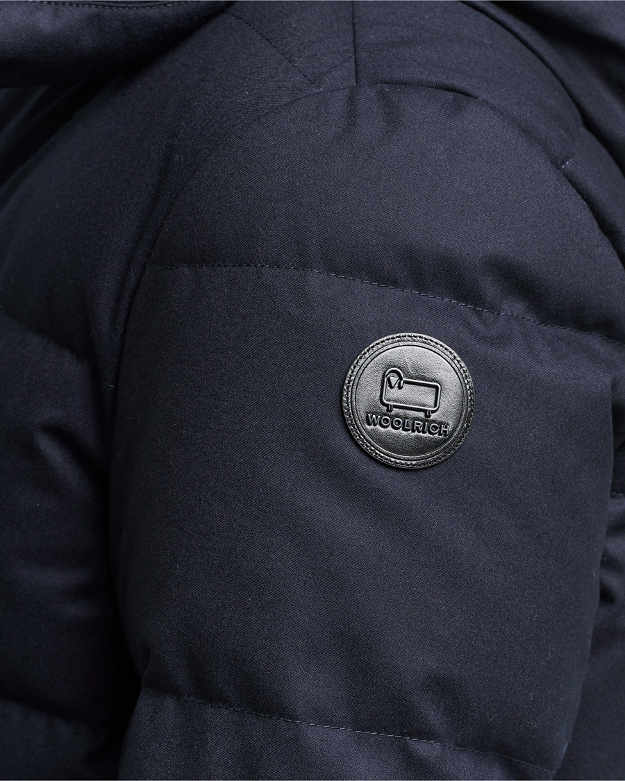 Herre | Jakker | Woolrich | Luxe Long Parka Melton Blue