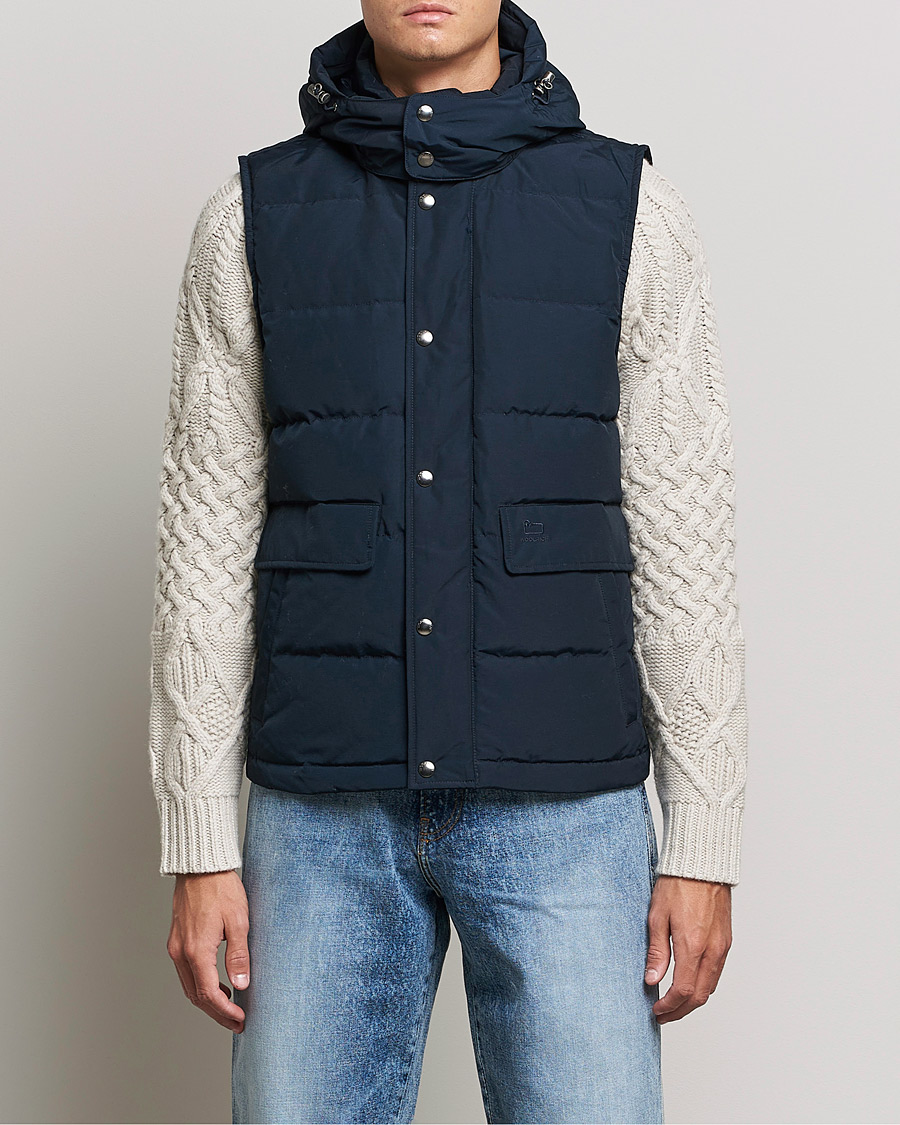 Herre | Woolrich | Woolrich | Aleutian Detachable Hooded Vest Melton Blue