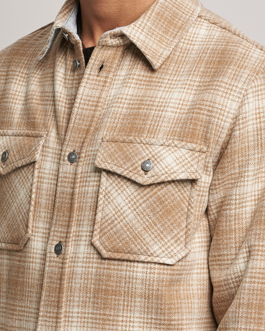 Herre | Skjorter | Woolrich | Alaskan Melton Wool Overshirt Camel Hunting