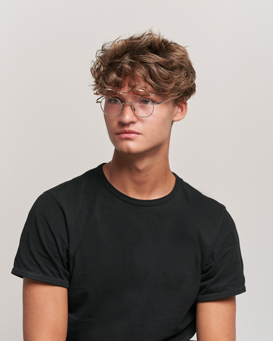 Herre | Thom Browne TB-S812 Flip-Up Sunglasses White Gold/Silver | Thom Browne | TB-S812 Flip-Up Sunglasses White Gold/Silver