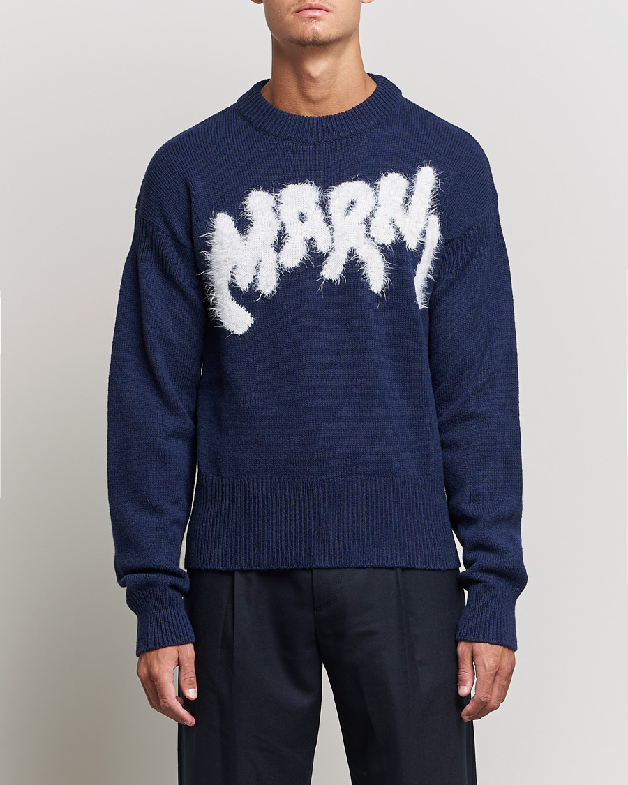 Herre |  | Marni | Mohair Logo Sweater Navy