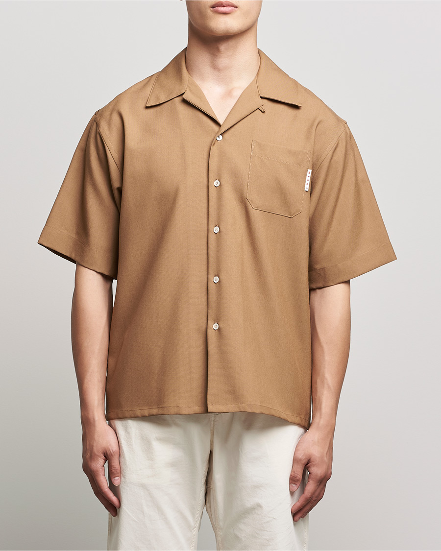 Herre | Kortermede skjorter | Marni | Tropical Wool Bowling Shirt Beige