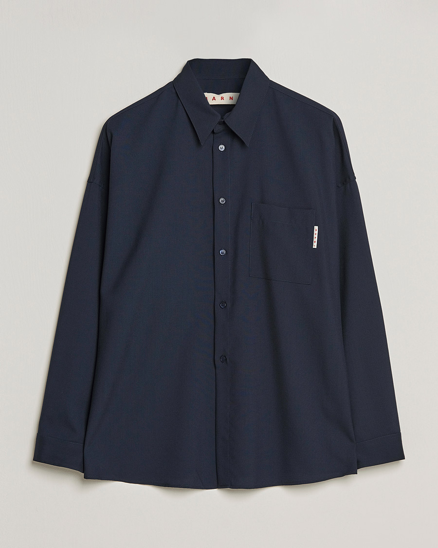 Herre | Skjorter | Marni | Tropical Wool Oversize Shirt Blublack