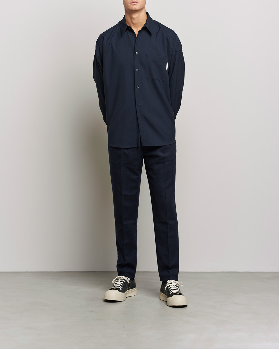 Herre | Skjorter | Marni | Tropical Wool Oversize Shirt Blublack
