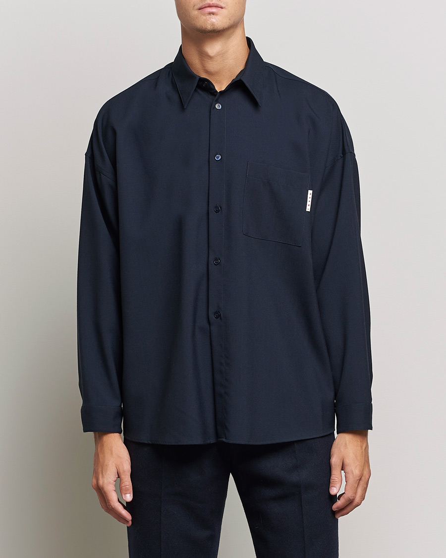Herre | Marni | Marni | Tropical Wool Oversize Shirt Navy