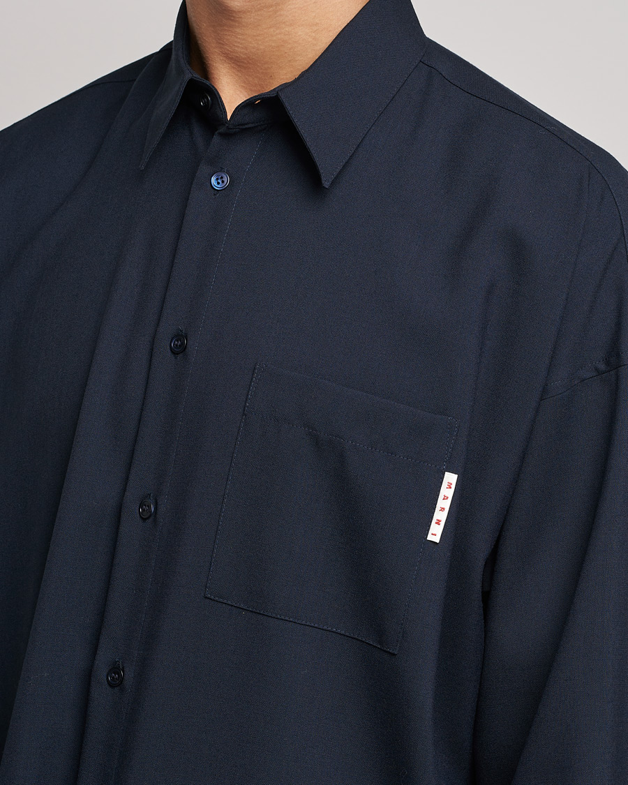 Herre | Skjorter | Marni | Tropical Wool Oversize Shirt Blublack