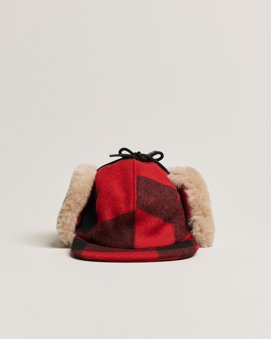 Herre | Filson Double Mackinaw Wool Cap Red Black Plaid | Filson | Double Mackinaw Wool Cap Red Black Plaid