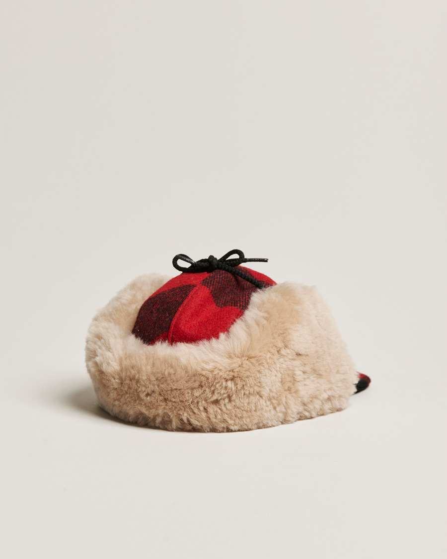 Herre | Filson Double Mackinaw Wool Cap Red Black Plaid | Filson | Double Mackinaw Wool Cap Red Black Plaid