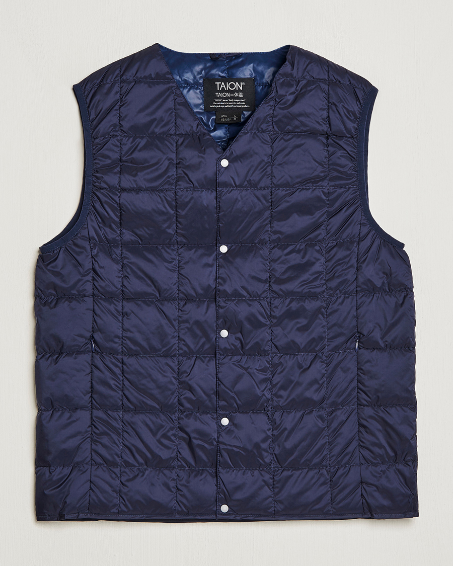 Herre | TAION | TAION | V-Neck Lightweight Down Vest Navy