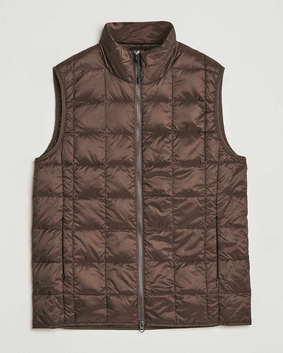 Herre | Jakker | TAION | High Neck Full Zip Lightweight Down Vest Dark Choco