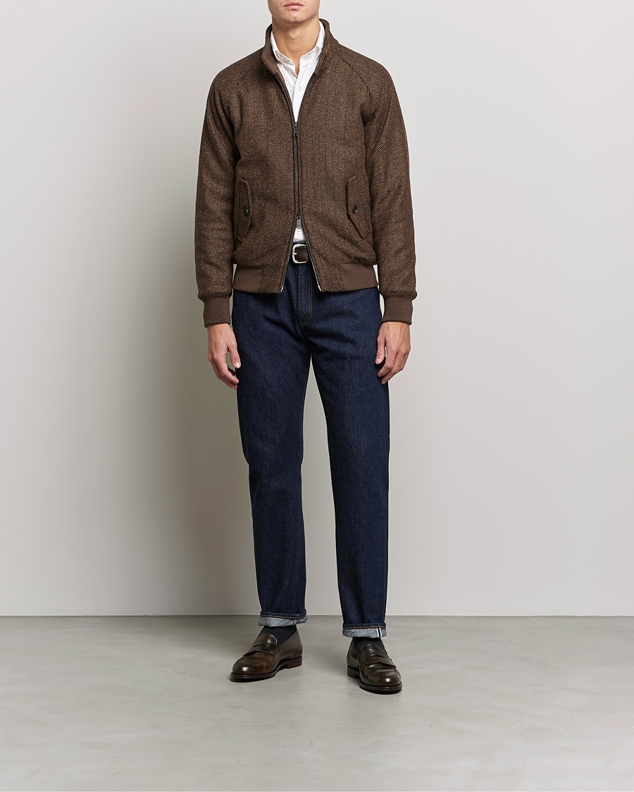 Herre | Jakker | Baracuta | G9 Herringbone Wool Jacket Brown