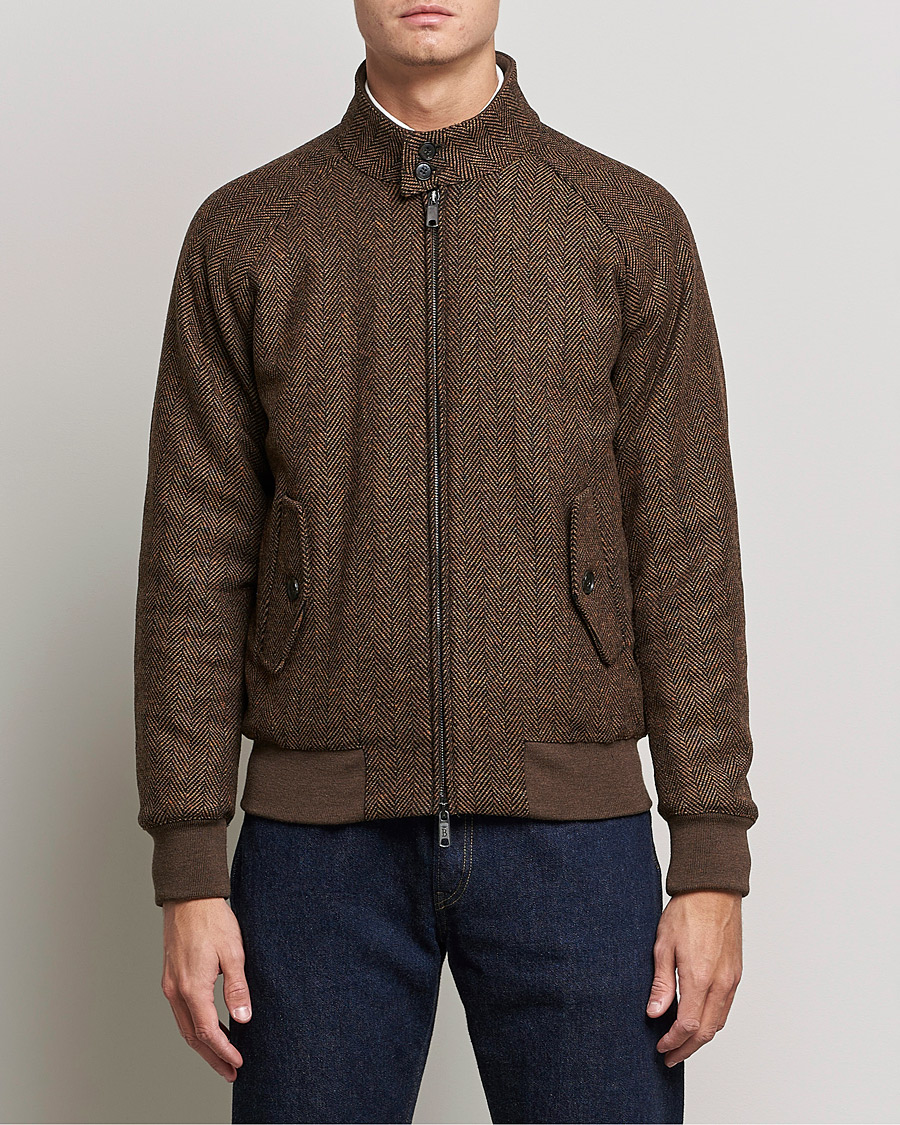 Herre | Jakker | Baracuta | G9 Herringbone Wool Jacket Brown